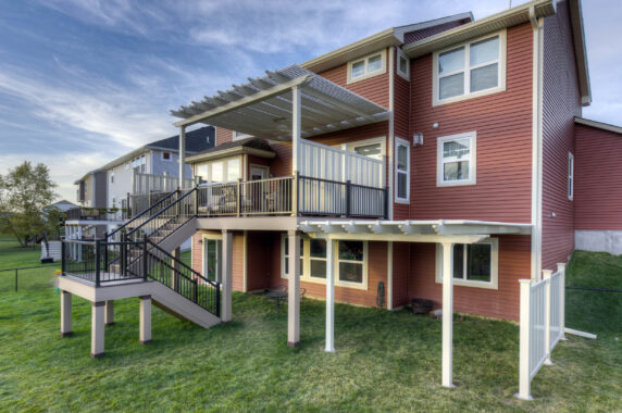 Aluminum Deck Railing with Black Finish Aluminum deck railing with black powder-coated finish on residential home