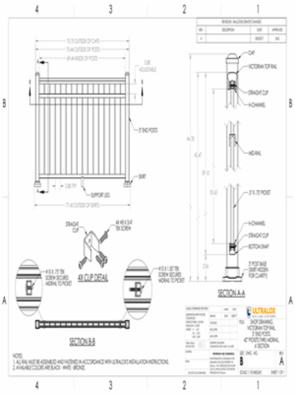 Victorian 6 FT 3 IN End Posts 42 IN Pickets Thru Midrail