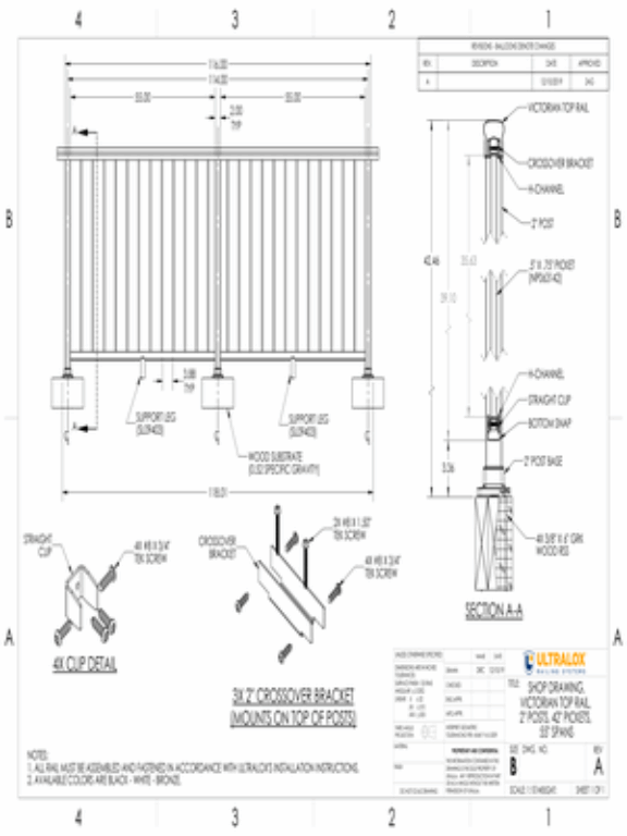 Victorian Continuous 2 Bay 55 IN Panels 2 IN Posts 42 IN Pickets Rev A