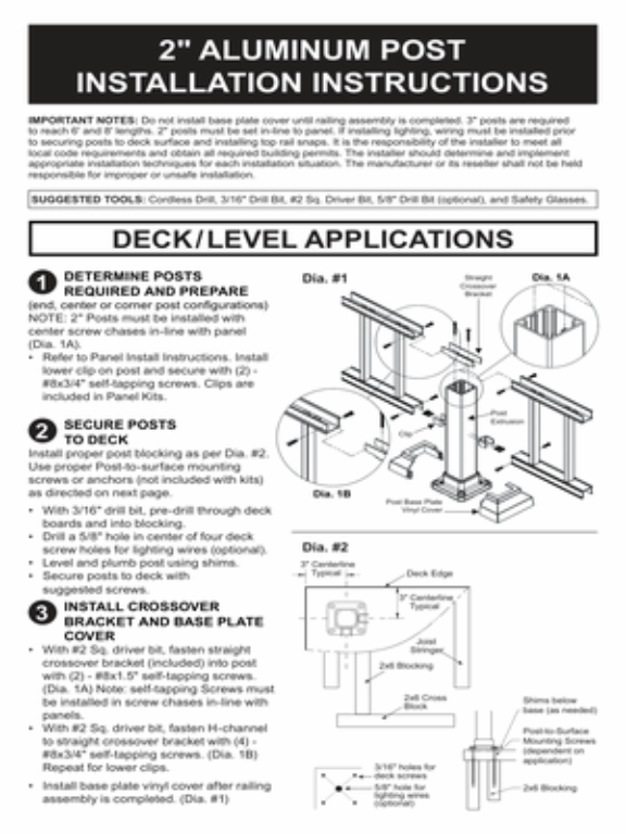 2″ Aluminum Post Installation Instructions