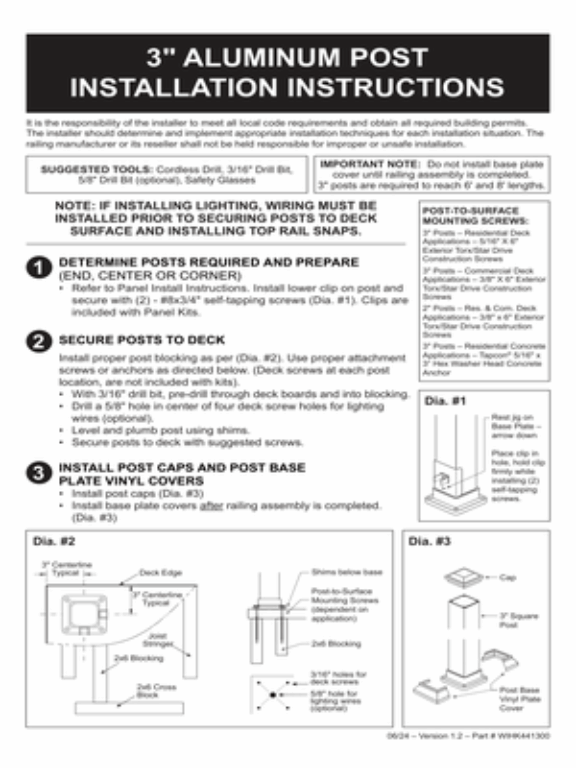 3″ Aluminum Post Installation Instructions