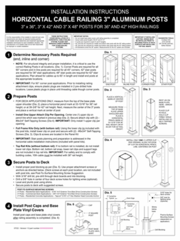 3″ Horizontal Cable Posts Installation Instructions