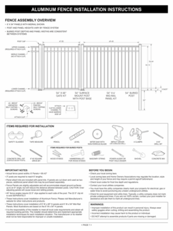 Fence Installation Instructions