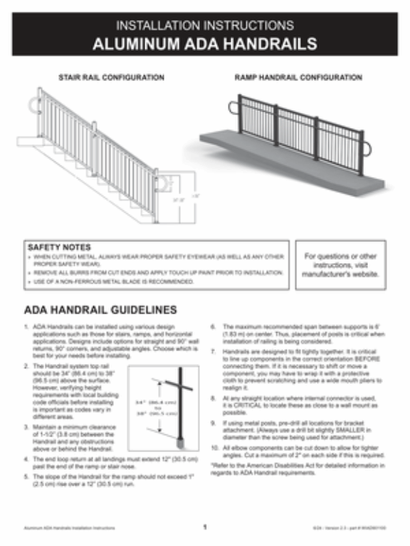 Ada Handrails Install Instructions