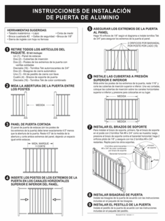Baluster Gate Install Instructions (Spanish)