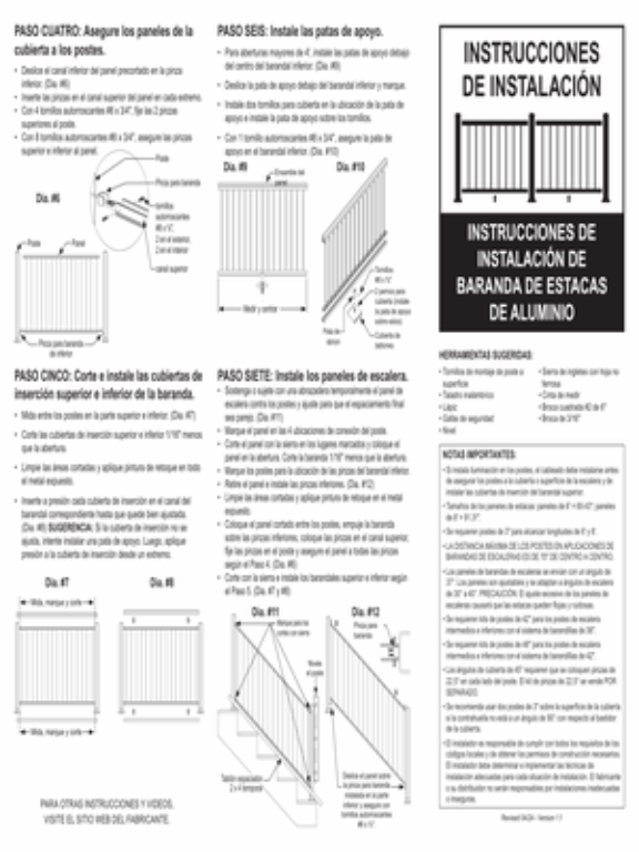Baluster Railing Instructions (Spanish)