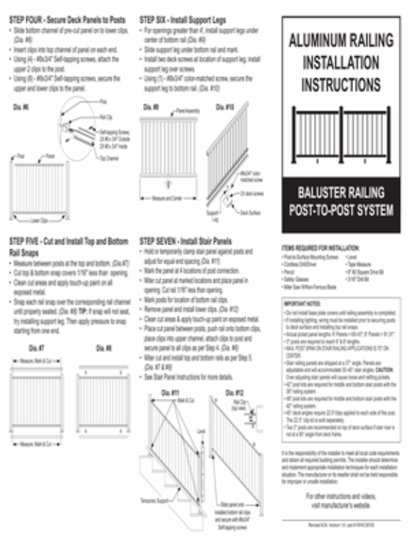 Baluster Railing Instructions