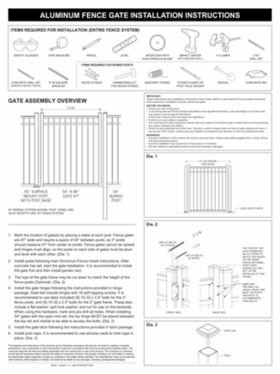 Fence Gate Installation Instructions