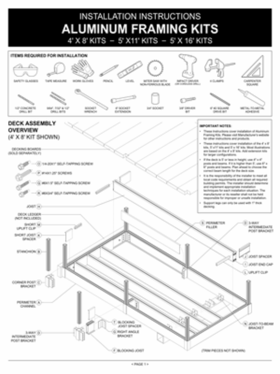 Aluminum Framing System Install Instructions