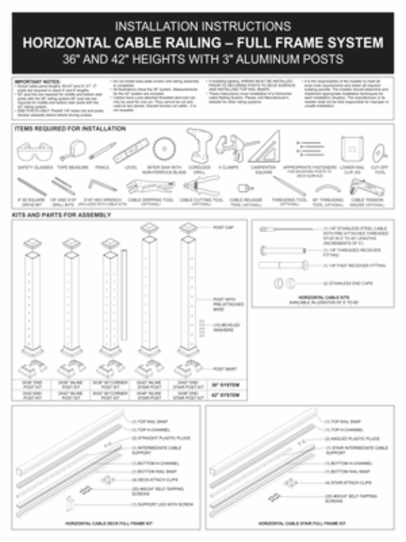 Horizontal Cable Full Frame System Instructions