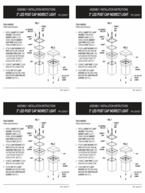 3In Led Indirect Post Cap Light Instructions