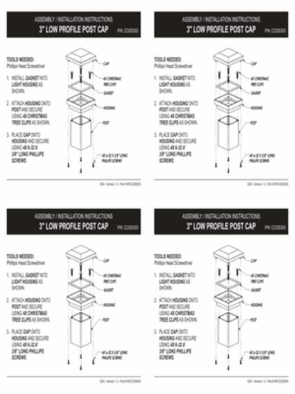 3In Low Profile Post Cap Instructions