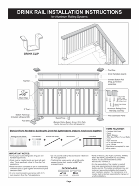 Drink Rail Install Instructions