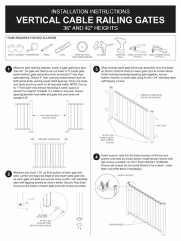 Vertical Cable Gate Instructions